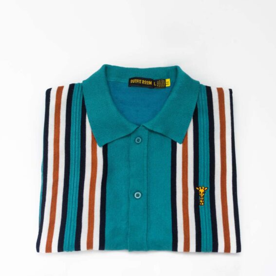 Polo rétro en maille vert OUTFIT ROOM